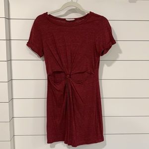 Honey Punch Burgundy Cut Out Front Dress. Size S